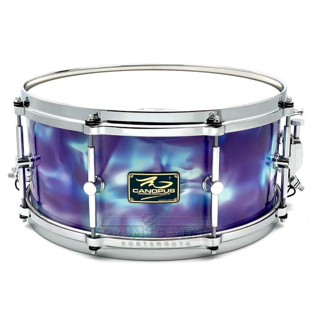 Canopus One of a Kind 10 Ply Maple Snare Drum 14x6.5 Purple Seashell Abalone Wrap