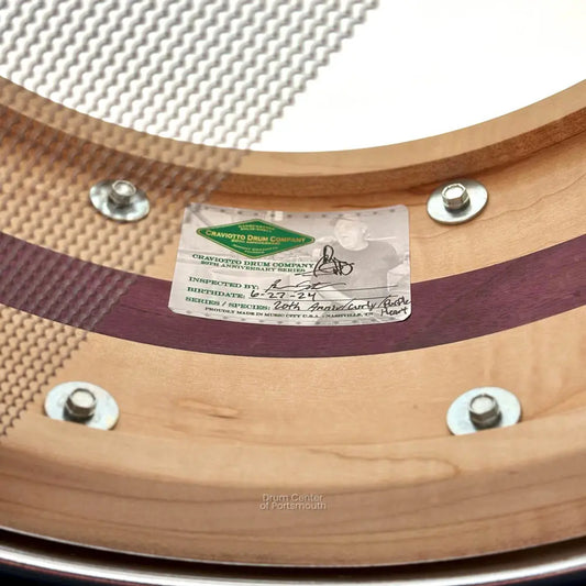 Craviotto 20th Anniversary Curly Maple/Purpleheart Snare Drum 14x6.5 - Drum Center Of Portsmouth