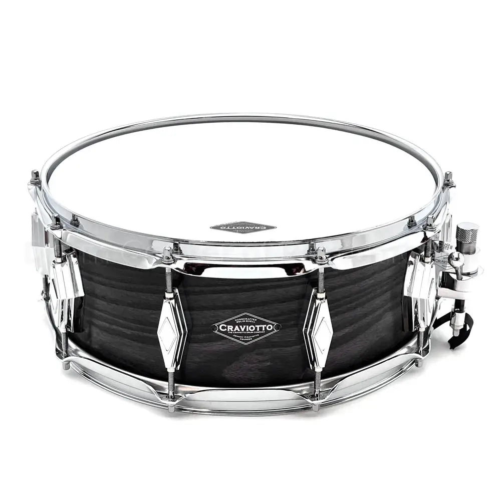Craviotto Custom Shop Ash Snare Drum 14x5.5 Black Satin w/Diamond Lugs - Drum Center Of Portsmouth
