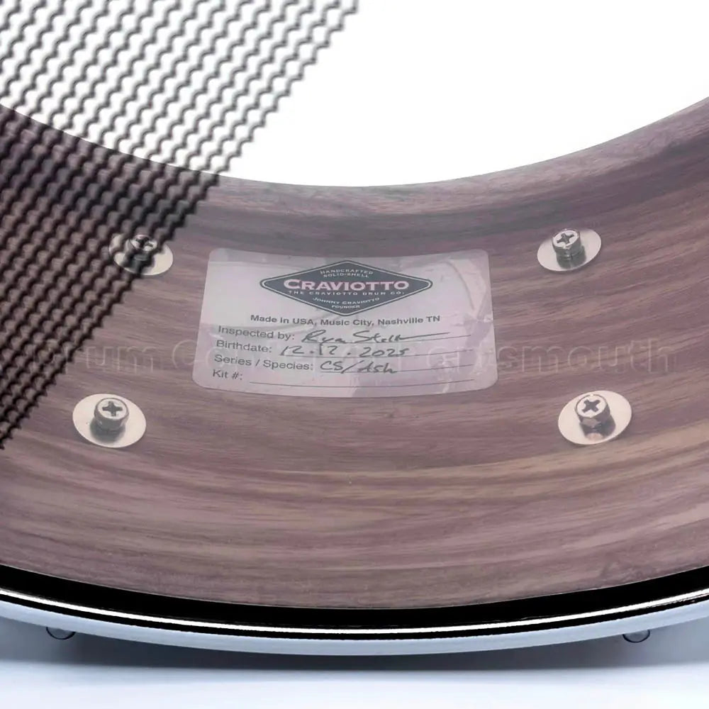Craviotto Custom Shop Ash Snare Drum 14x5.5 Black Satin w/Diamond Lugs - Drum Center Of Portsmouth