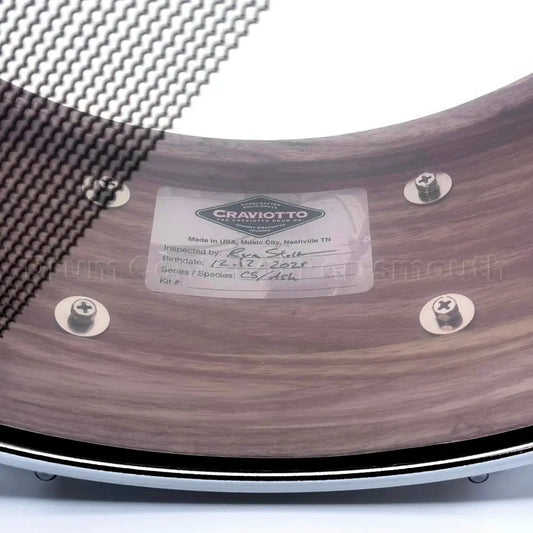Craviotto Custom Shop Ash Snare Drum 14x5.5 Black Satin w/Diamond Lugs - Drum Center Of Portsmouth
