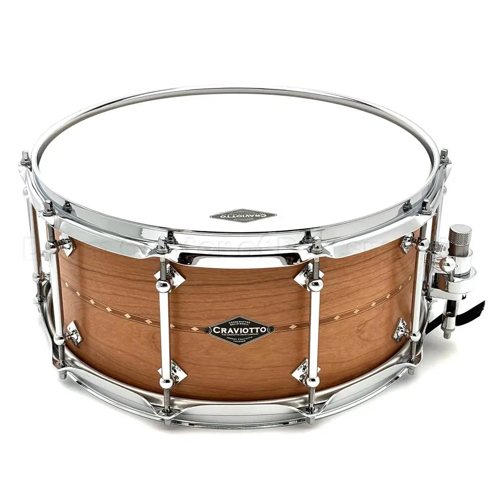 Craviotto Custom Shop Cherry Snare Drum 14x6.5 w/Cherry Inlay - Drum Center Of Portsmouth