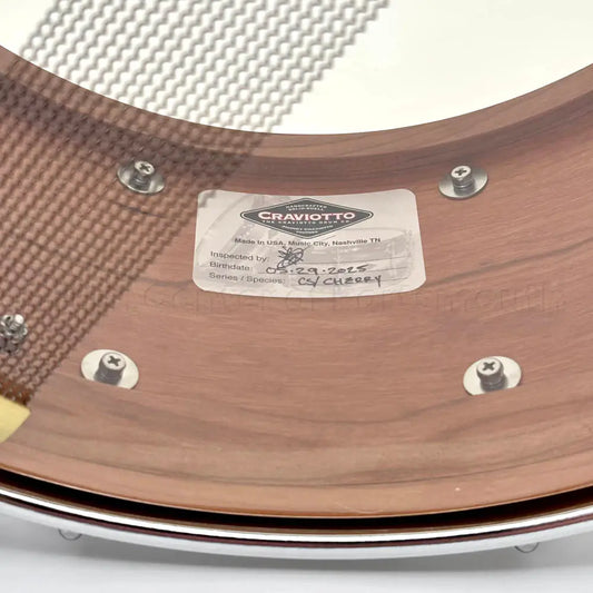 Craviotto Custom Shop Cherry Snare Drum 14x6.5 w/Cherry Inlay - Drum Center Of Portsmouth