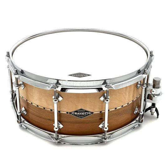Craviotto Custom Shop Curly Maple/Mahogany Snare Drum 14x6 w/Maple Inlay - Drum Center Of Portsmouth