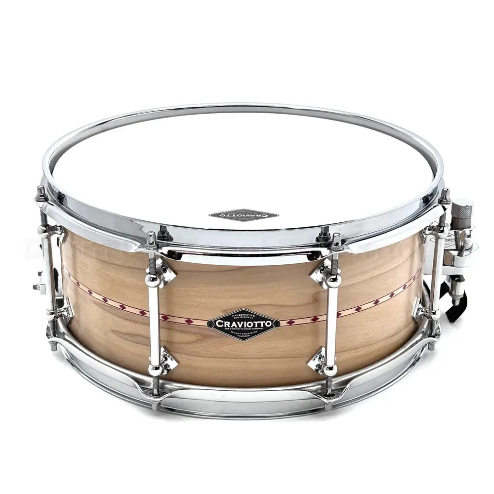 Craviotto Custom Shop Poplar Snare Drum 13x6.5 w/Red Inlay - Drum Center Of Portsmouth