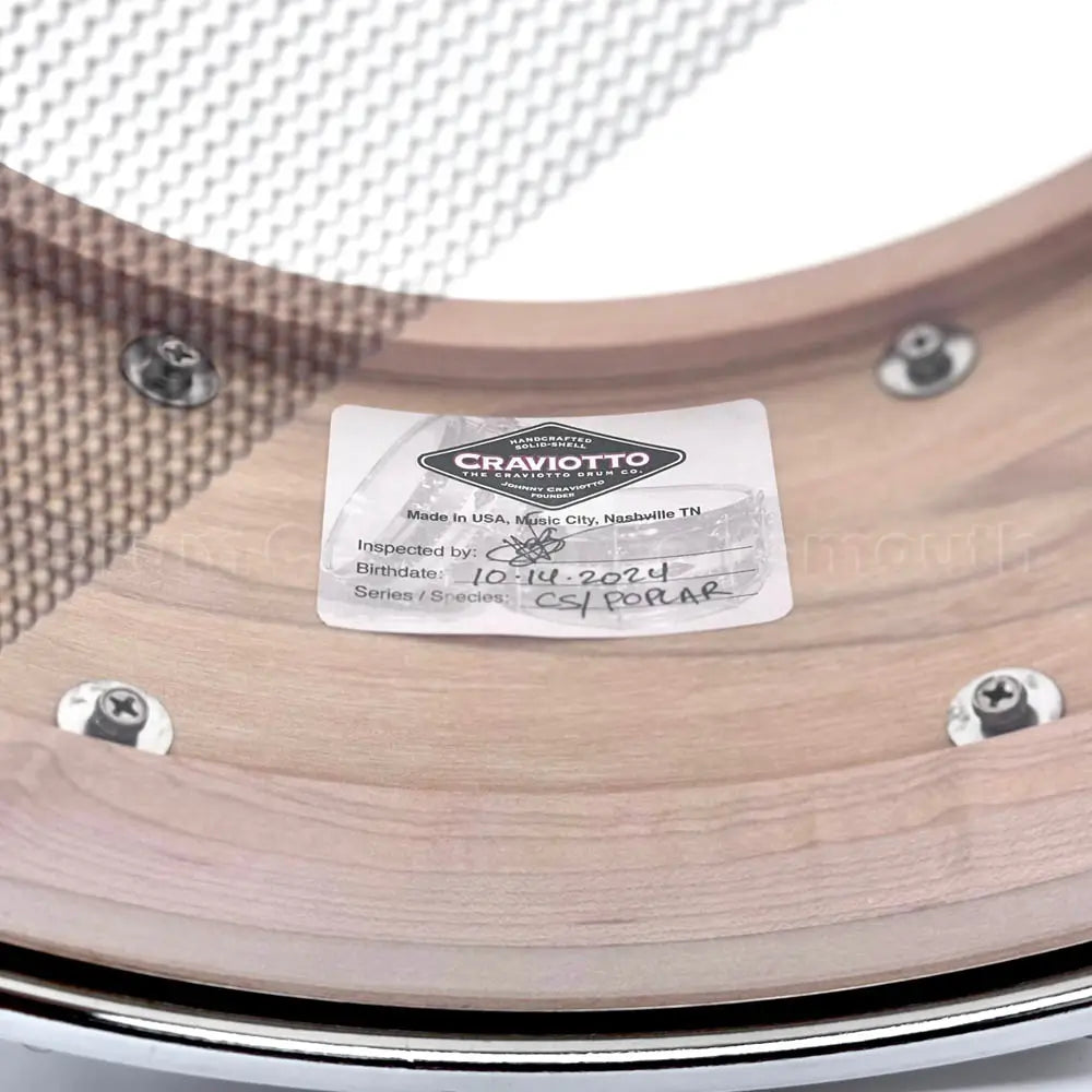 Craviotto Custom Shop Poplar Snare Drum 13x6.5 w/Red Inlay - Drum Center Of Portsmouth