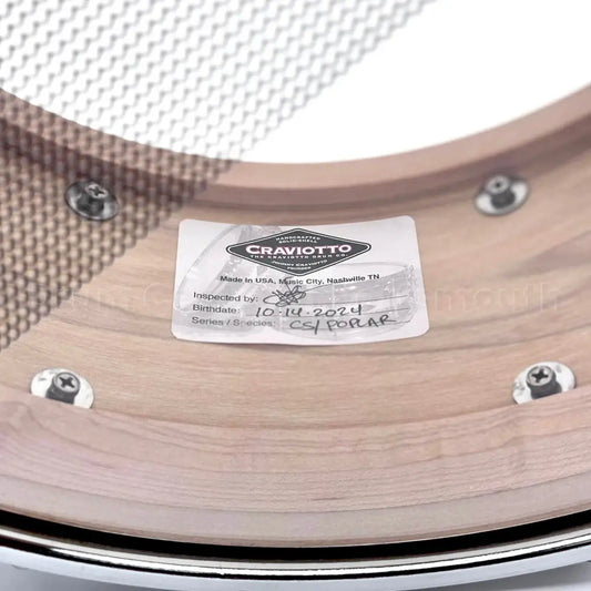 Craviotto Custom Shop Poplar Snare Drum 13x6.5 w/Red Inlay - Drum Center Of Portsmouth