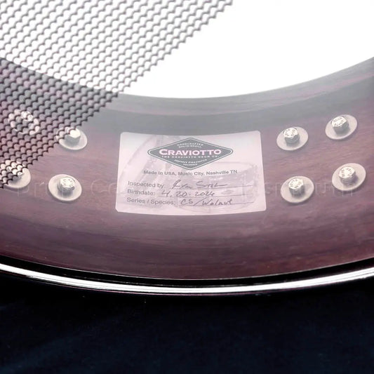Craviotto Custom Shop Walnut Snare Drum 14x4.5 w/Double Mini Diamond Lugs - Drum Center Of Portsmouth