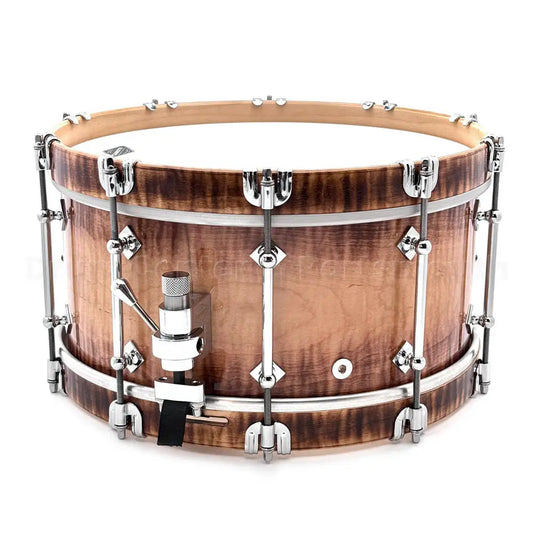 Craviotto Heirloom Figured Curly Maple Snare Drum 14x6.5 Burnt Burst w/Maple Hoops - Drum Center Of Portsmouth