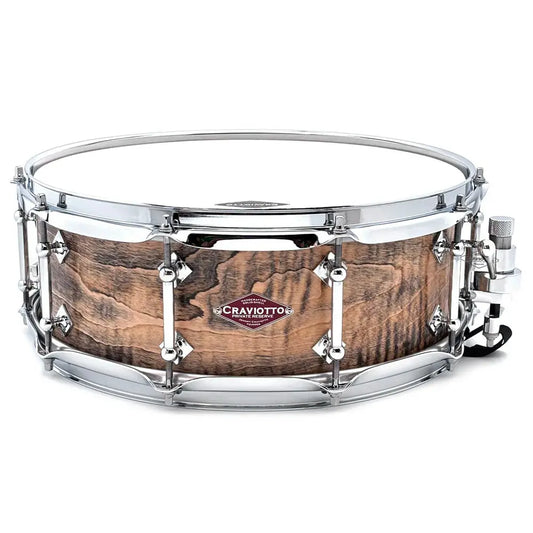 Craviotto President's Collection Curly Maple Snare Drum 14x5.5 Light Ebonized - Drum Center Of Portsmouth