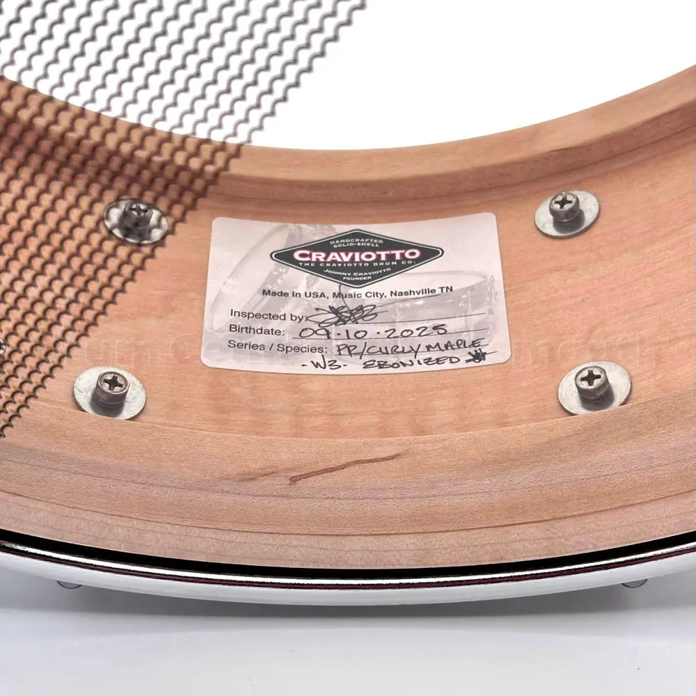 Craviotto President's Collection Curly Maple Snare Drum 14x5.5 Light Ebonized - Drum Center Of Portsmouth