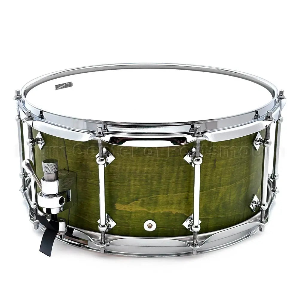 Craviotto President's Collection Curly Maple Snare Drum 14x6.5 Green Stain - Drum Center Of Portsmouth