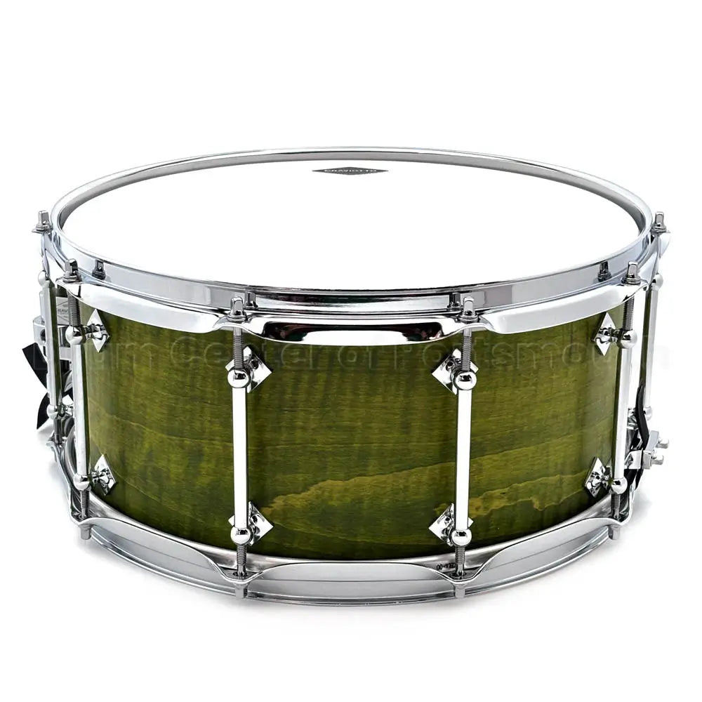 Craviotto President's Collection Curly Maple Snare Drum 14x6.5 Green Stain - Drum Center Of Portsmouth