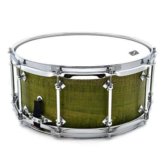 Craviotto President's Collection Curly Maple Snare Drum 14x6.5 Green Stain - Drum Center Of Portsmouth