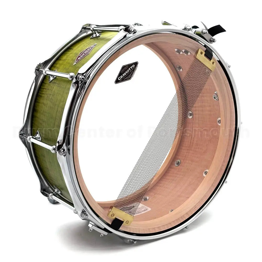 Craviotto President's Collection Curly Maple Snare Drum 14x6.5 Green Stain - Drum Center Of Portsmouth