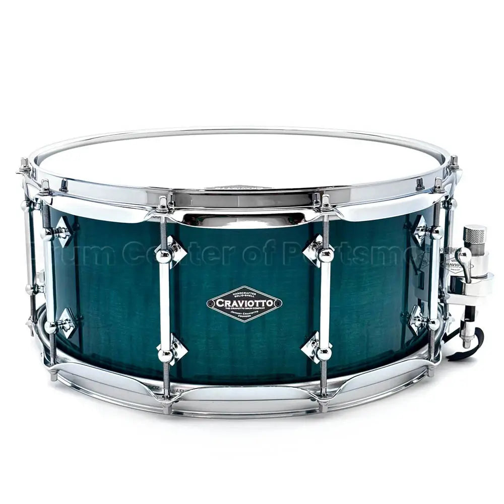 Craviotto President's Collection Curly Maple Snare Drum 14x6 Seafoam Green Gloss - Drum Center Of Portsmouth