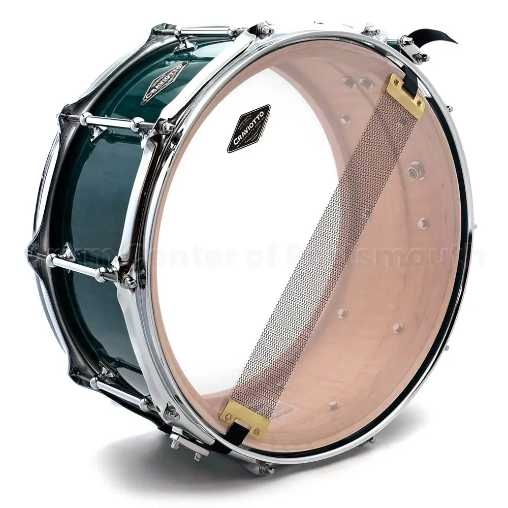 Craviotto President's Collection Curly Maple Snare Drum 14x6 Seafoam Green Gloss - Drum Center Of Portsmouth