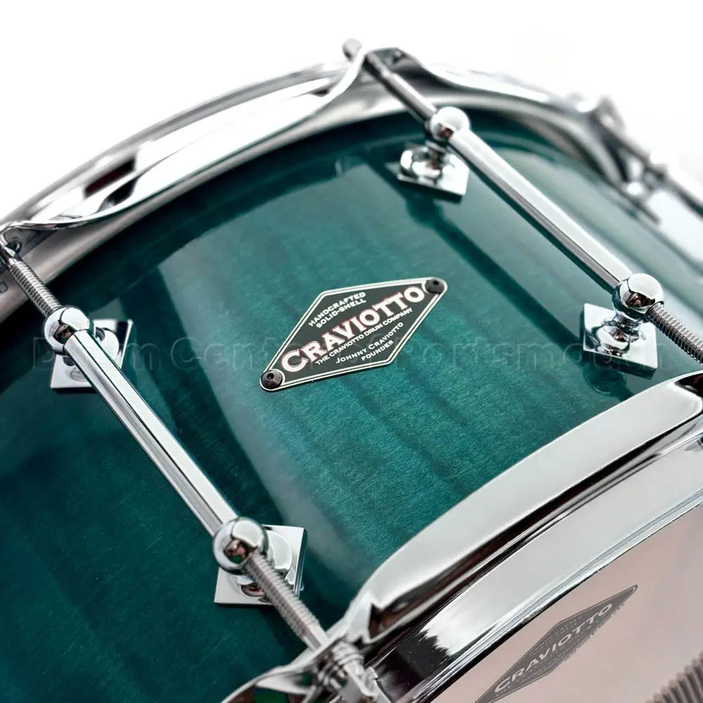 Craviotto President's Collection Curly Maple Snare Drum 14x6 Seafoam Green Gloss - Drum Center Of Portsmouth