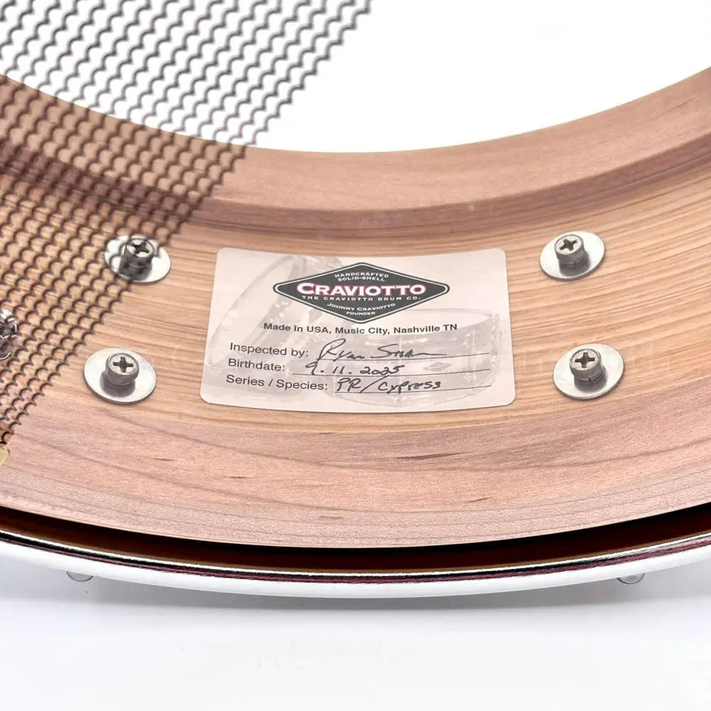 Craviotto President's Collection Cypress Snare Drum 14x4.5 Toasted - Drum Center Of Portsmouth
