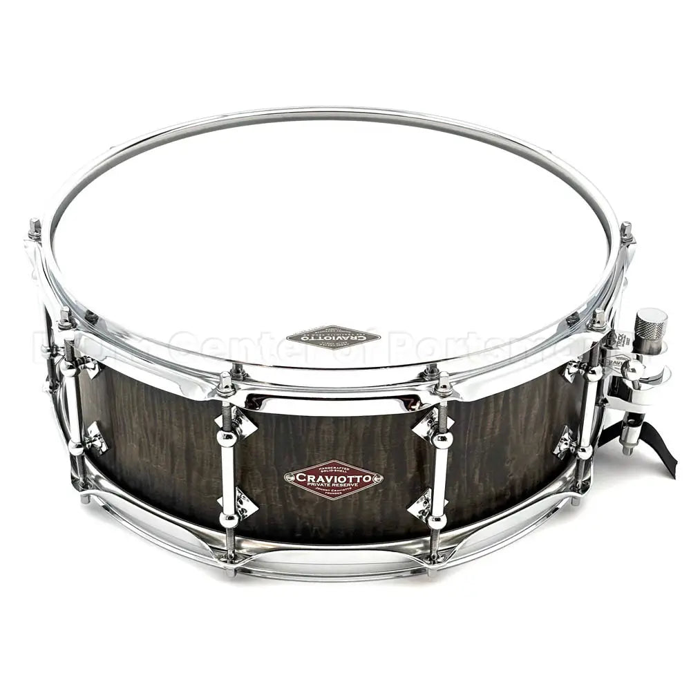 Craviotto Private Reserve Curly Maple Snare Drum 14x5.5 Gray/Ebony Stain - Drum Center Of Portsmouth