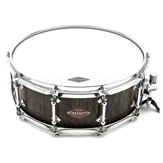Craviotto Private Reserve Curly Maple Snare Drum 14x5.5 Gray/Ebony Stain - Drum Center Of Portsmouth