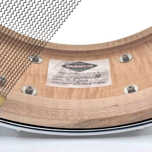 Craviotto Private Reserve Curly Maple Snare Drum 14x5.5 Gray/Ebony Stain - Drum Center Of Portsmouth