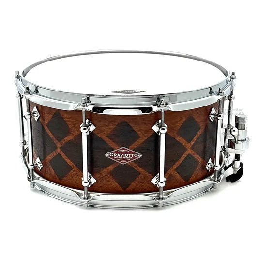 Craviotto Private Reserve Mahogany Snare Drum 14x6.5 w/Burnt Diamond Pattern - Drum Center Of Portsmouth