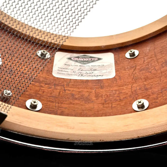 Craviotto Private Reserve Mahogany Snare Drum 14x6.5 w/Burnt Diamond Pattern - Drum Center Of Portsmouth
