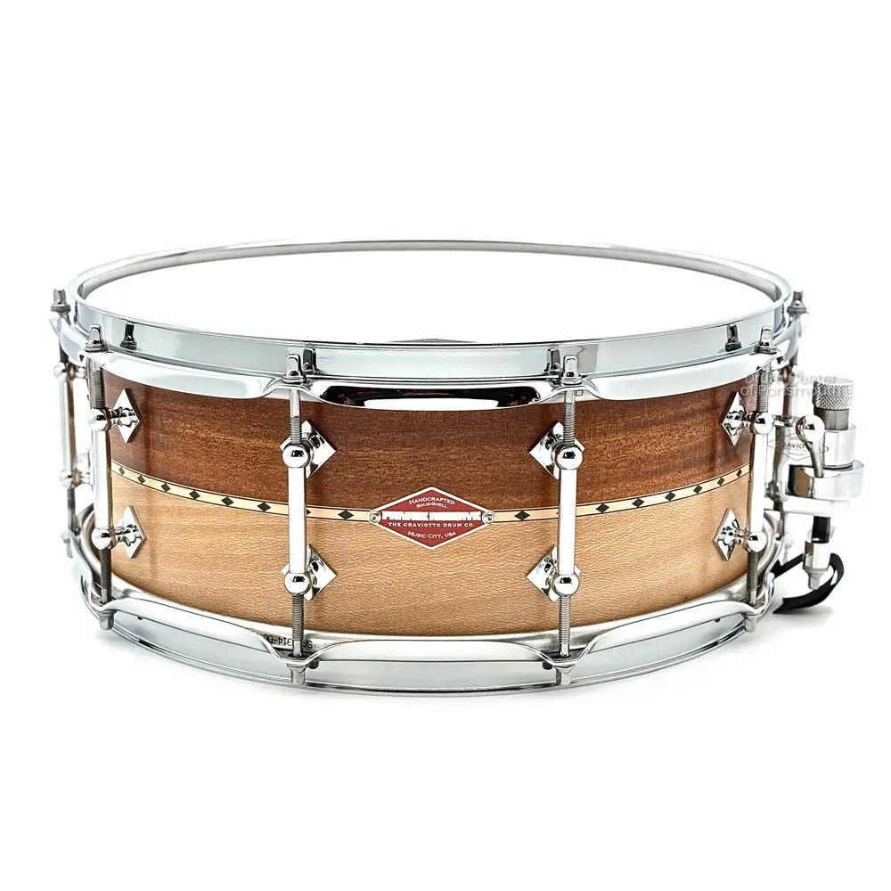 Craviotto Private Reserve Sapele/Sycamore Snare Drum 14x5.5 w/Maple Inlay - Drum Center Of Portsmouth