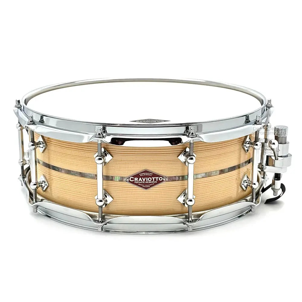 Craviotto Private Reserve Spruce Snare Drum 14x5 w/Black Tahitian Pearl Inlay - Drum Center Of Portsmouth