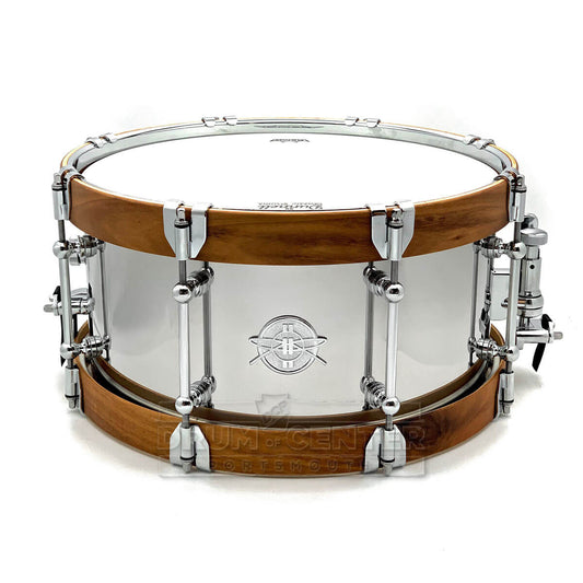 Dunnett Classic Stainless Steel Snare Drum 14x7 w/Acacia Hybrid Hoops - Drum Center Of Portsmouth