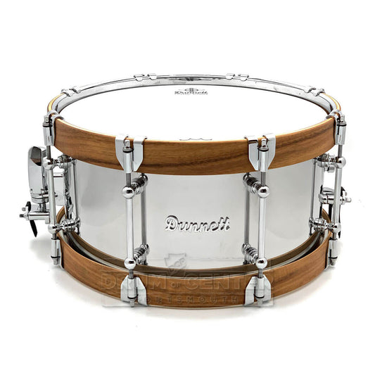 Dunnett Classic Stainless Steel Snare Drum 14x7 w/Acacia Hybrid Hoops - Drum Center Of Portsmouth