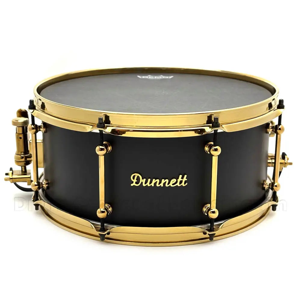 Dunnett Classic Titanium Tourbillon Snare Drum 14x6.5 Black w/Gold Hardware - Drum Center Of Portsmouth
