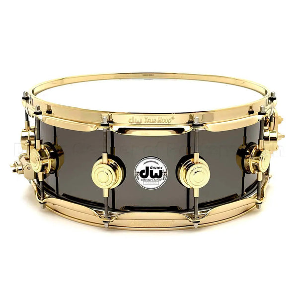 DW Collectors Black Nickel Over Brass Snare Drum 14x5.5 Gold Hardware