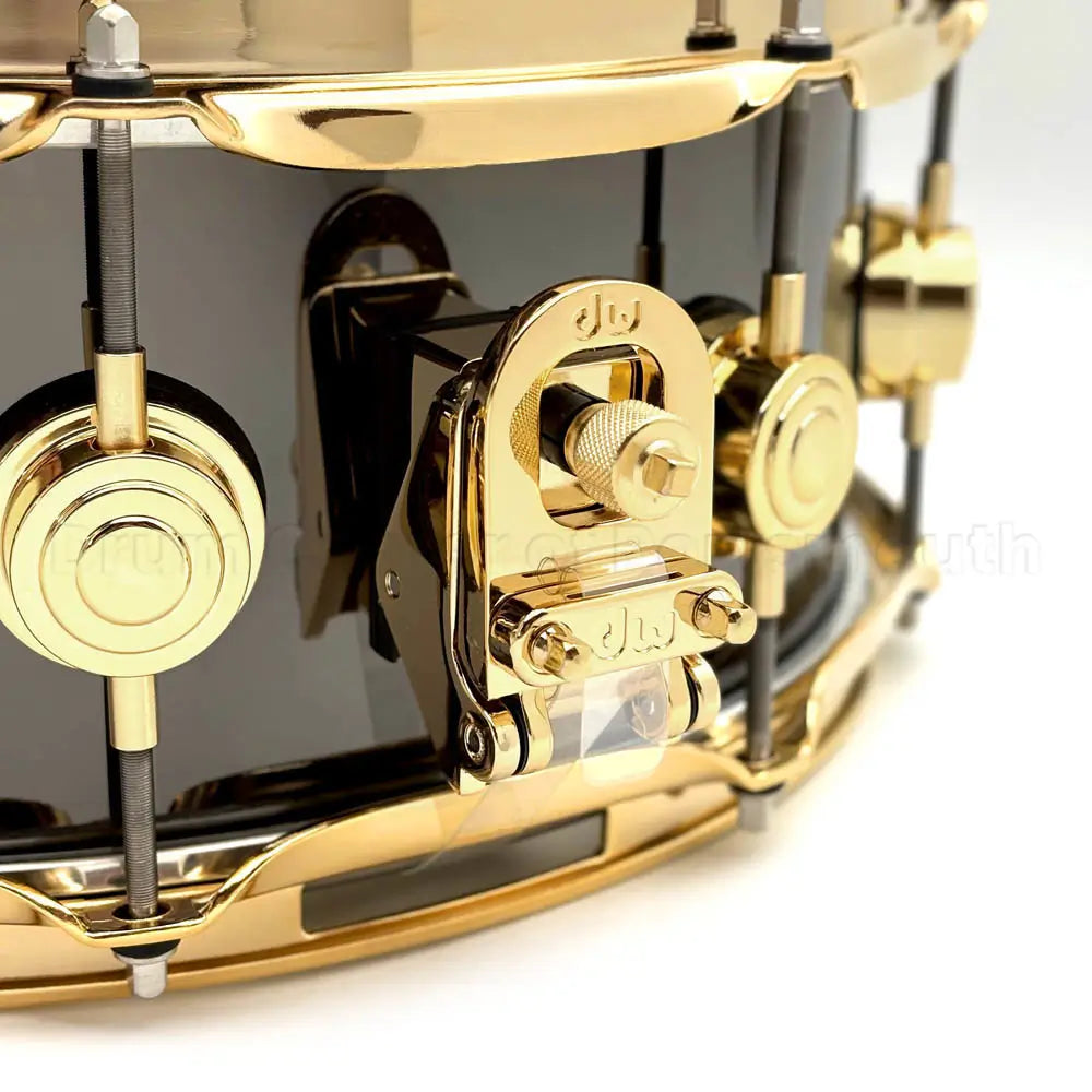 DW Collectors Black Nickel Over Brass Snare Drum 14x5.5 Gold Hardware - Drum Center Of Portsmouth