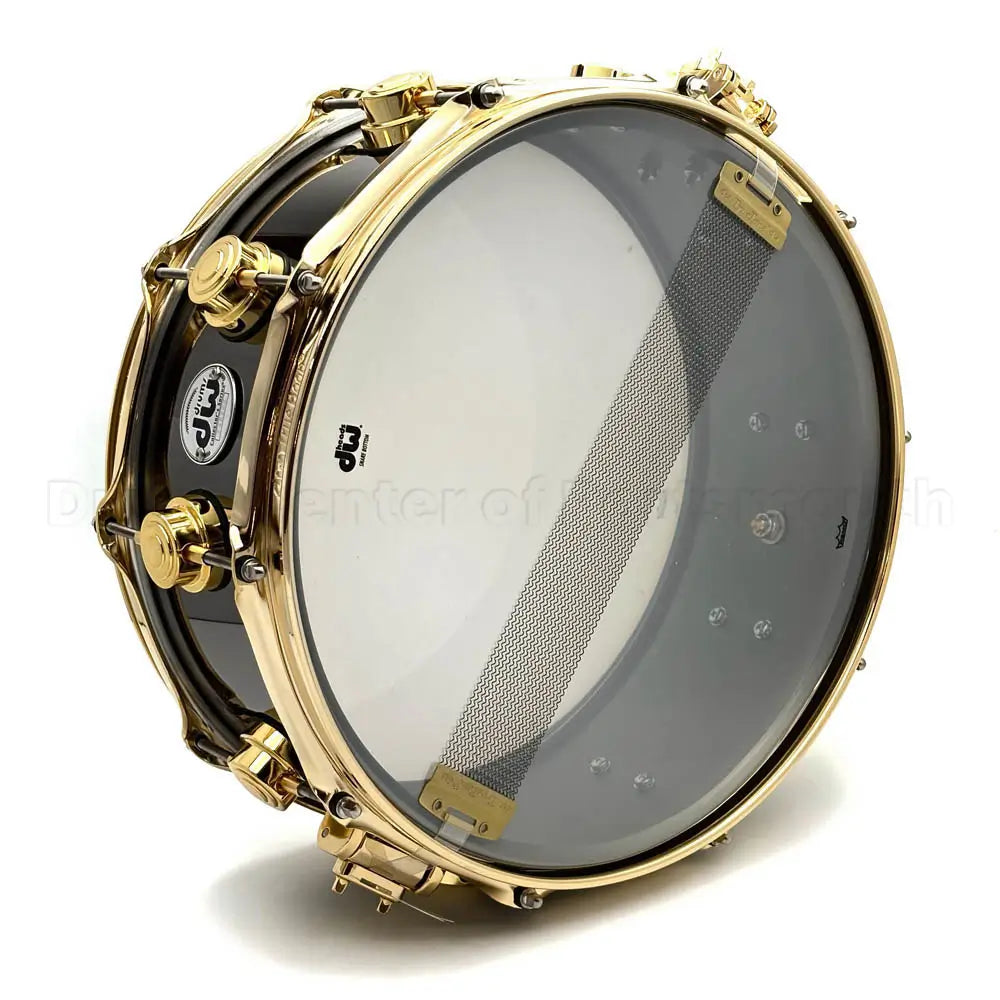 DW Collectors Black Nickel Over Brass Snare Drum 14x5.5 Gold Hardware - Drum Center Of Portsmouth