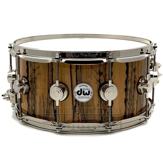 DW Collectors Cherry/Mahogany Snare Drum 14x6.5 Exotic Ivory Ebony w/Nickel Hardware - Drum Center Of Portsmouth