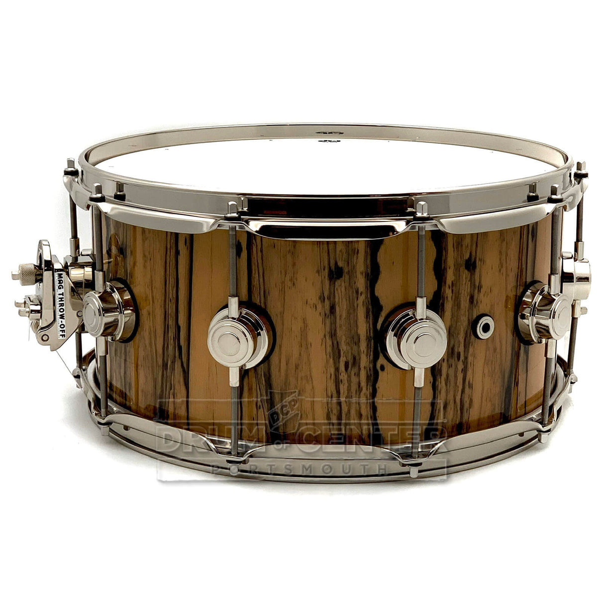 DW Collectors Cherry/Mahogany Snare Drum 14x6.5 Exotic Ivory Ebony w/Nickel Hardware - Drum Center Of Portsmouth