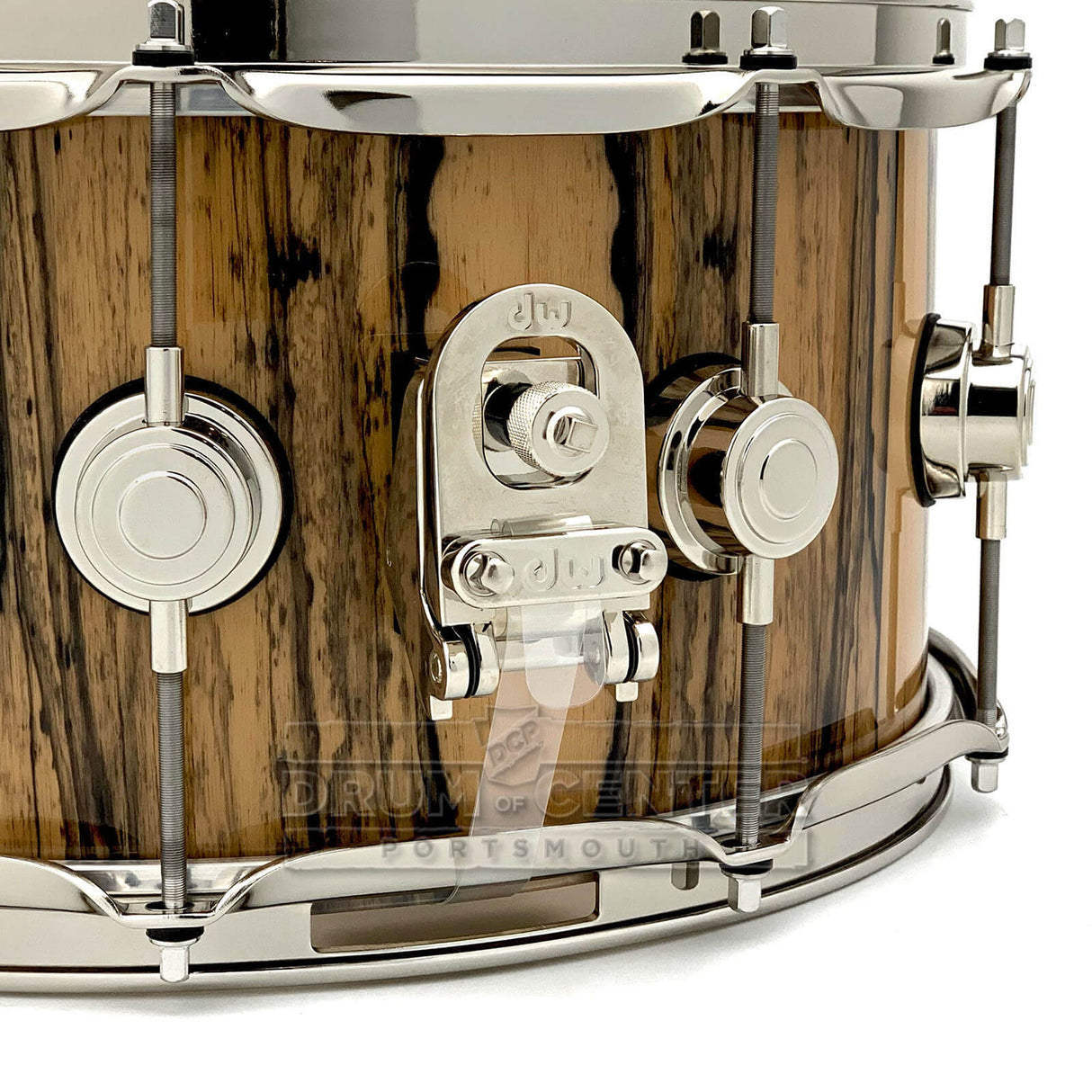DW Collectors Cherry/Mahogany Snare Drum 14x6.5 Exotic Ivory Ebony w/Nickel Hardware - Drum Center Of Portsmouth