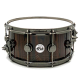 DW Collectors Maple/Mahogany Snare Drum 14x6.5 Exotic Ziricote w/Black Nickel Hardware - Drum Center Of Portsmouth