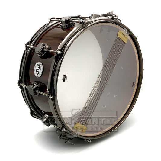 DW Collectors Maple/Mahogany Snare Drum 14x6.5 Exotic Ziricote w/Black Nickel Hardware - Drum Center Of Portsmouth