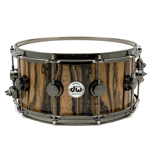 DW Collectors SSC Maple Snare Drum 14x6.5 Exotic Ivory Ebony w/Black Nickel Hardware - Drum Center Of Portsmouth