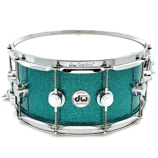 DW Collectors VLT 333 Maple Snare Drum 14x6.5 Teal Glass - Drum Center Of Portsmouth