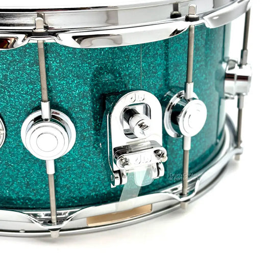 DW Collectors VLT 333 Maple Snare Drum 14x6.5 Teal Glass - Drum Center Of Portsmouth