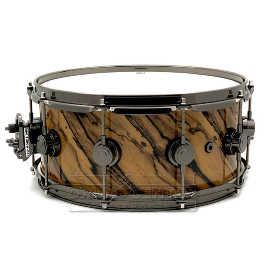 DW Collectors SSC Maple Snare Drum 14x6 Exotic Twisted Ivory Ebony w/Black Nickel Hardware - Drum Center Of Portsmouth