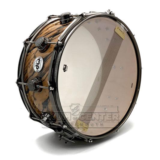 DW Collectors SSC Maple Snare Drum 14x6 Exotic Twisted Ivory Ebony w/Black Nickel Hardware - Drum Center Of Portsmouth