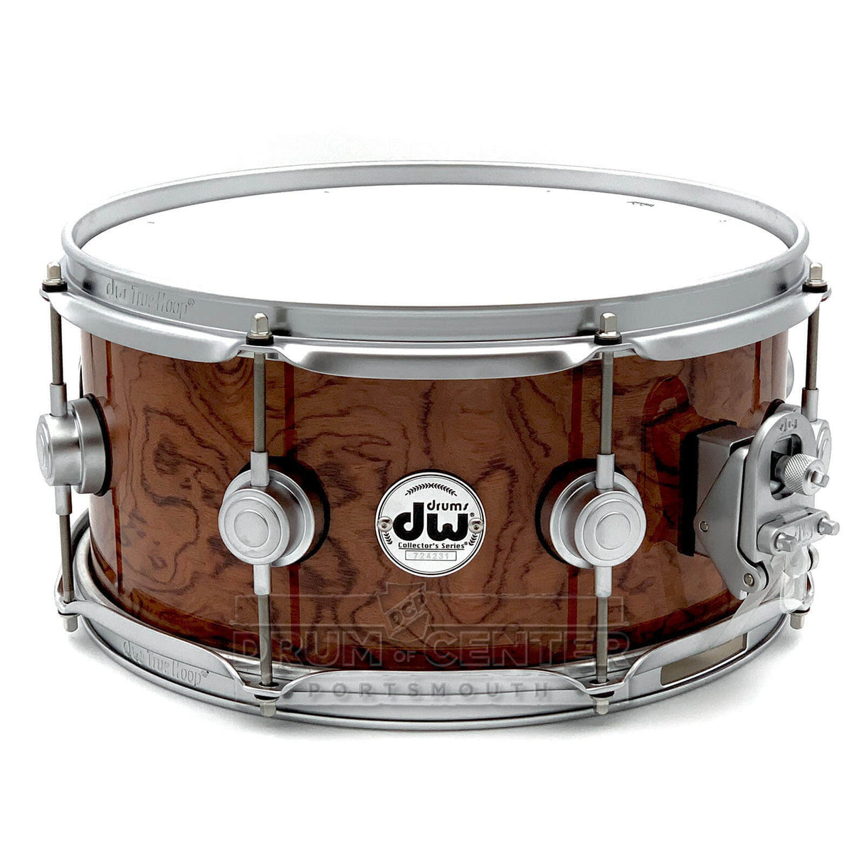 DW Collectors Purpleheart Snare Drum 13x6 Exotic Bubinga w/Satin Chrome Hardware - Drum Center Of Portsmouth