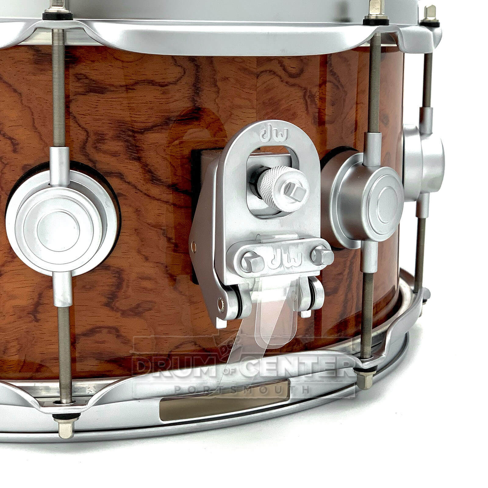 DW Collectors Purpleheart Snare Drum 13x6 Exotic Bubinga w/Satin Chrome Hardware - Drum Center Of Portsmouth