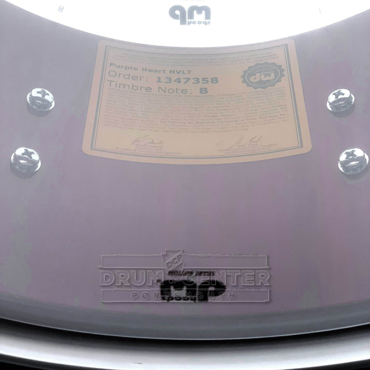 DW Collectors Purpleheart Snare Drum 13x6 Exotic Bubinga w/Satin Chrome Hardware - Drum Center Of Portsmouth
