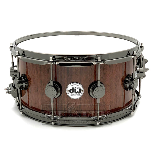 DW Collectors Purpleheart Snare Drum 14x6.5 Exotic Tiger Wood w/Black Nickel Hardware - Drum Center Of Portsmouth